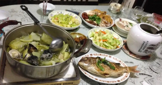 A selection of food for new year's dinner.